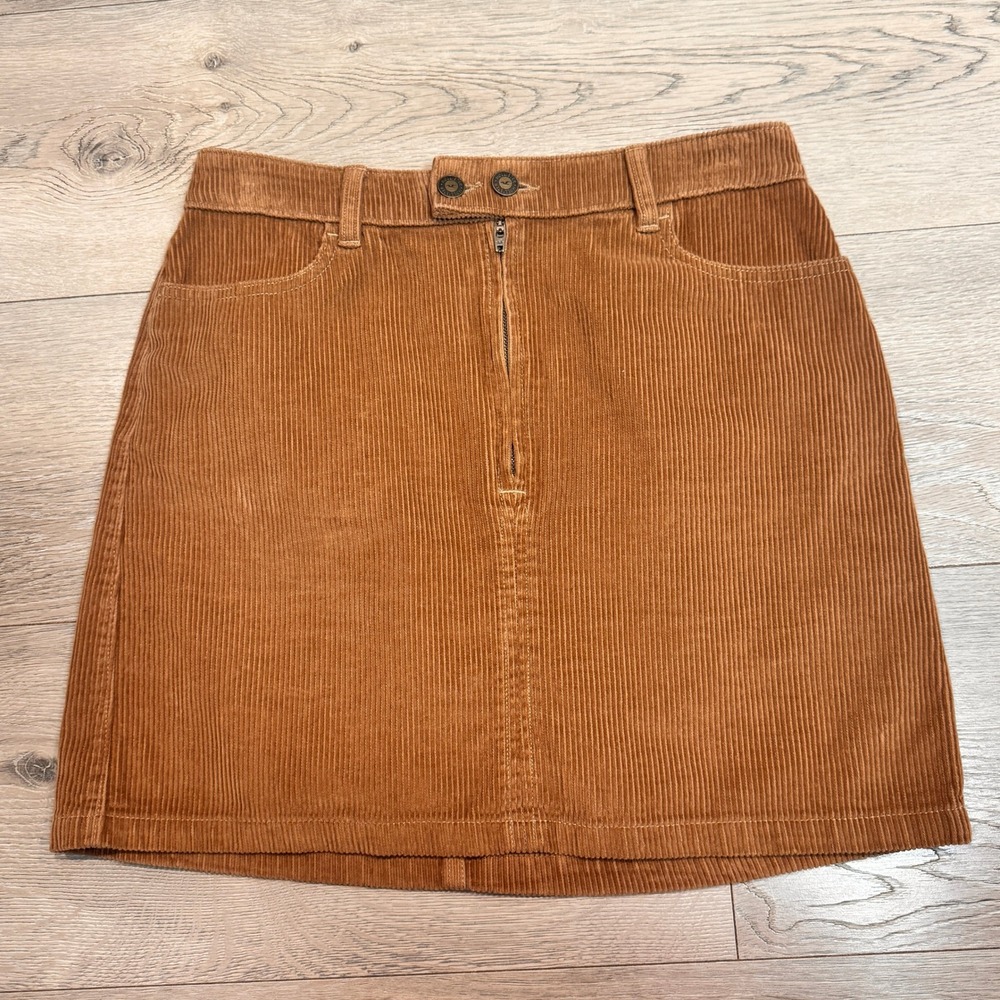 Hollister Ultra High Rise Corduroy Mini Skirt Camel Size 7 Cotton‎